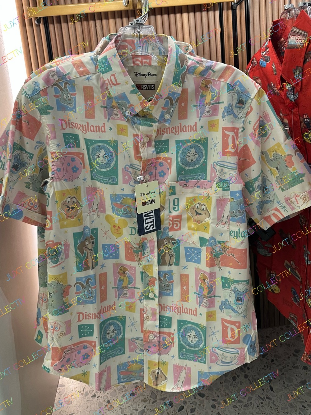 Disneyland Attractions and Icons RSVLTS Button Shirt NWT